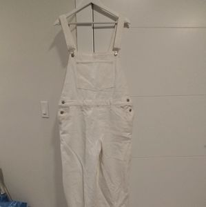 White denim Levi's overalls